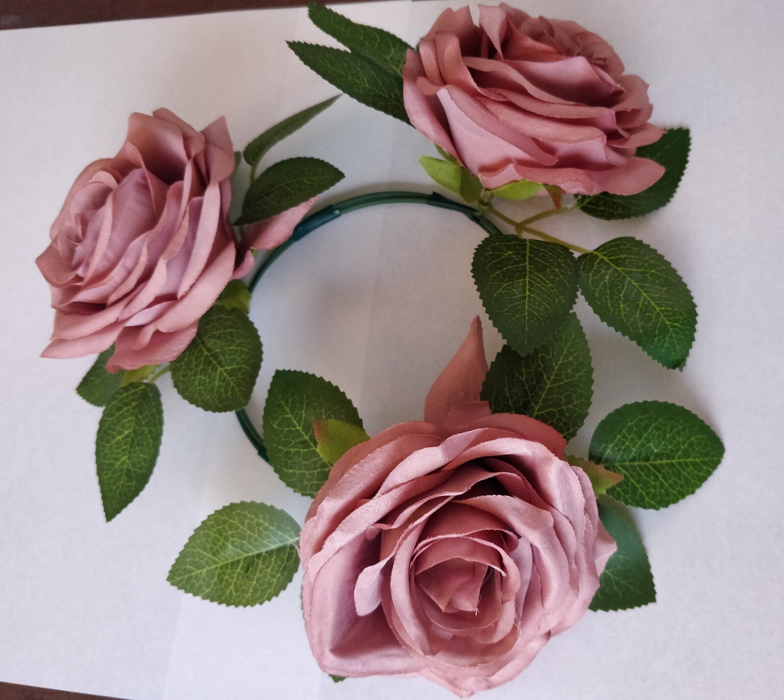 NEVISI Dusty Rose Artificial Silk Flowers Roses 5 Hand Made Centerpiece Rings