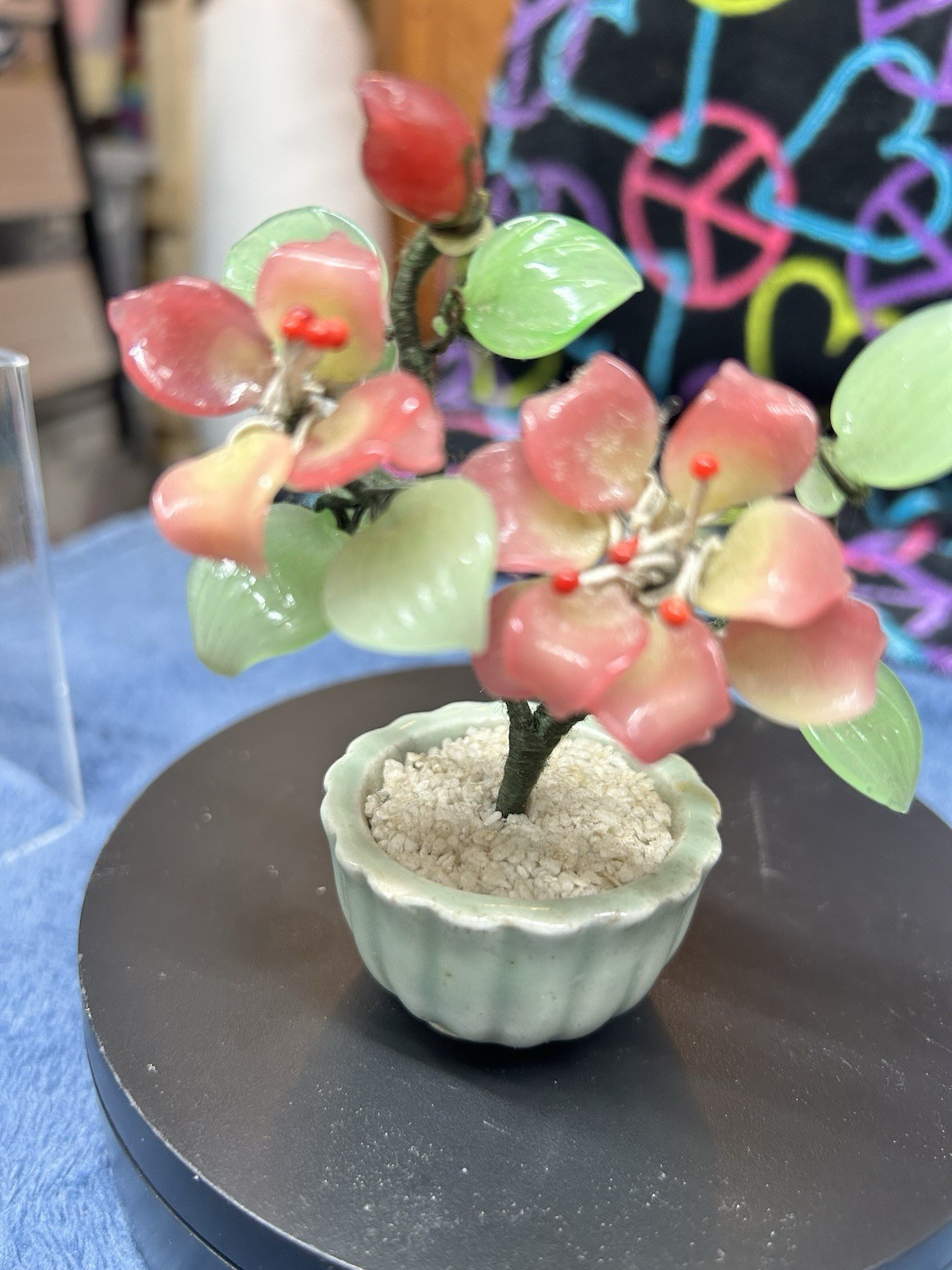 2 Vintage Chinese Bonsai tree flowers