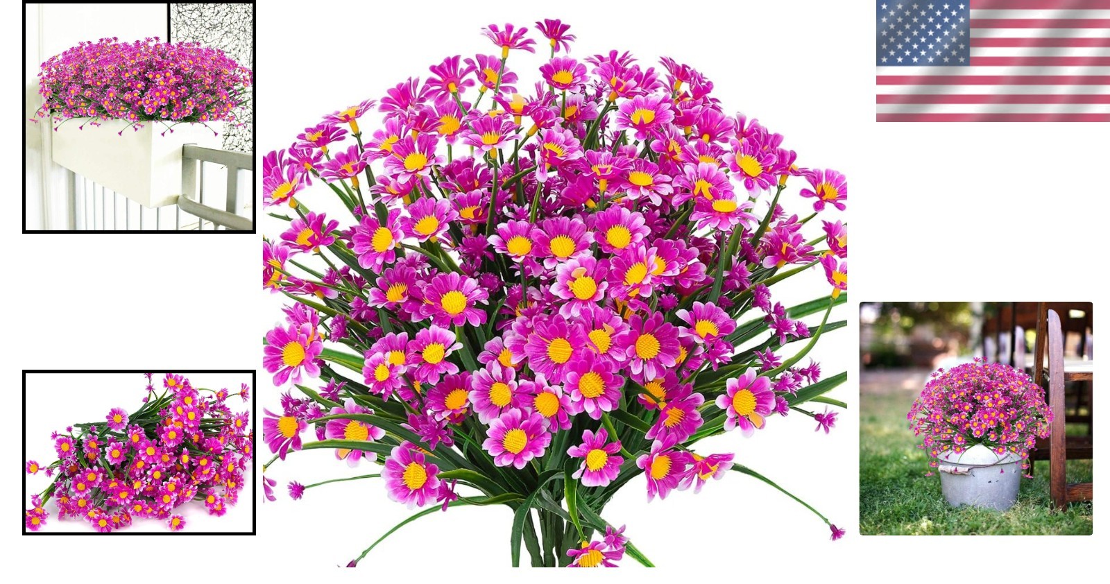 Large Faux Daisy Sunflowers – Indoor Outdoor Decor Pack of 8