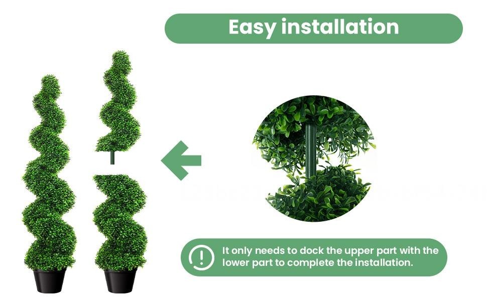 2PCS 3FT Topiary Trees Artificial UV Resistant Artificial Spiral Trees for Decor