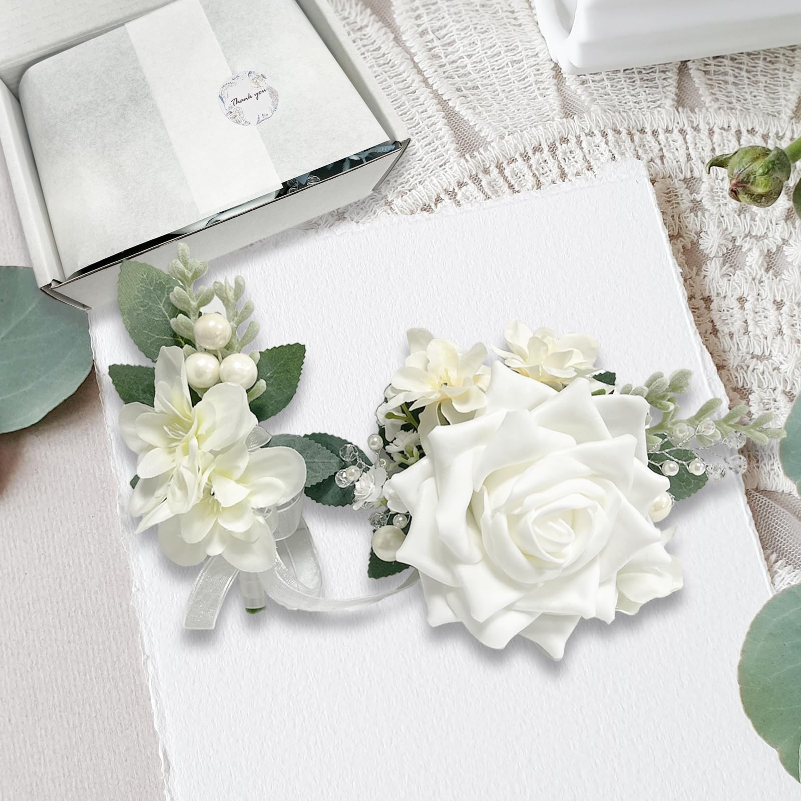 Corsage and Boutonniere Set for Bride Groom Bridesmaids Groomsmen Wedding Pro…