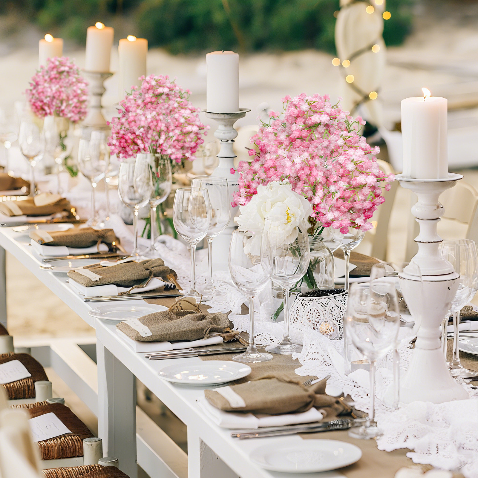 18Pcs Artificial Babys Breath Flowers Silk Gypsophila Wedding Bouquet Home Decor