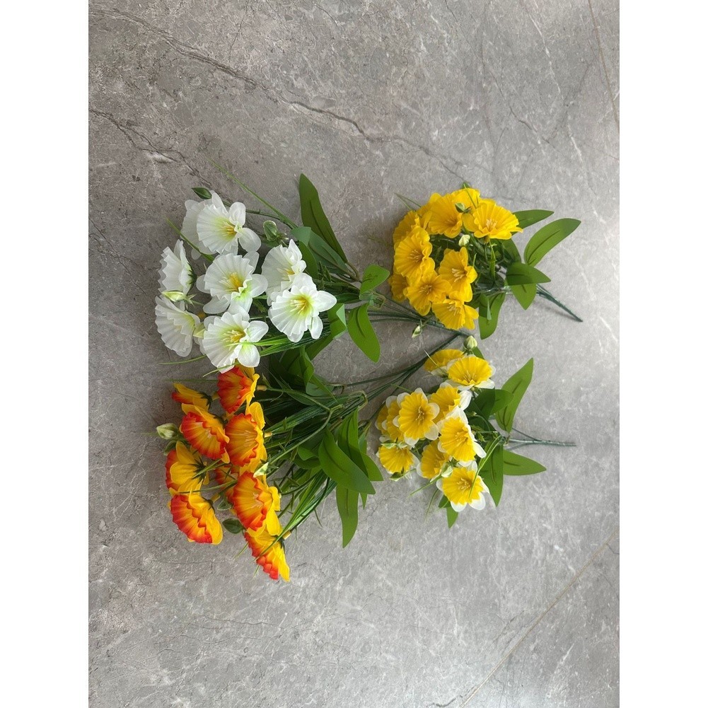 Home Office Restaurant Artificial Daffodil Bouquet Silk 36 cm Dimensions