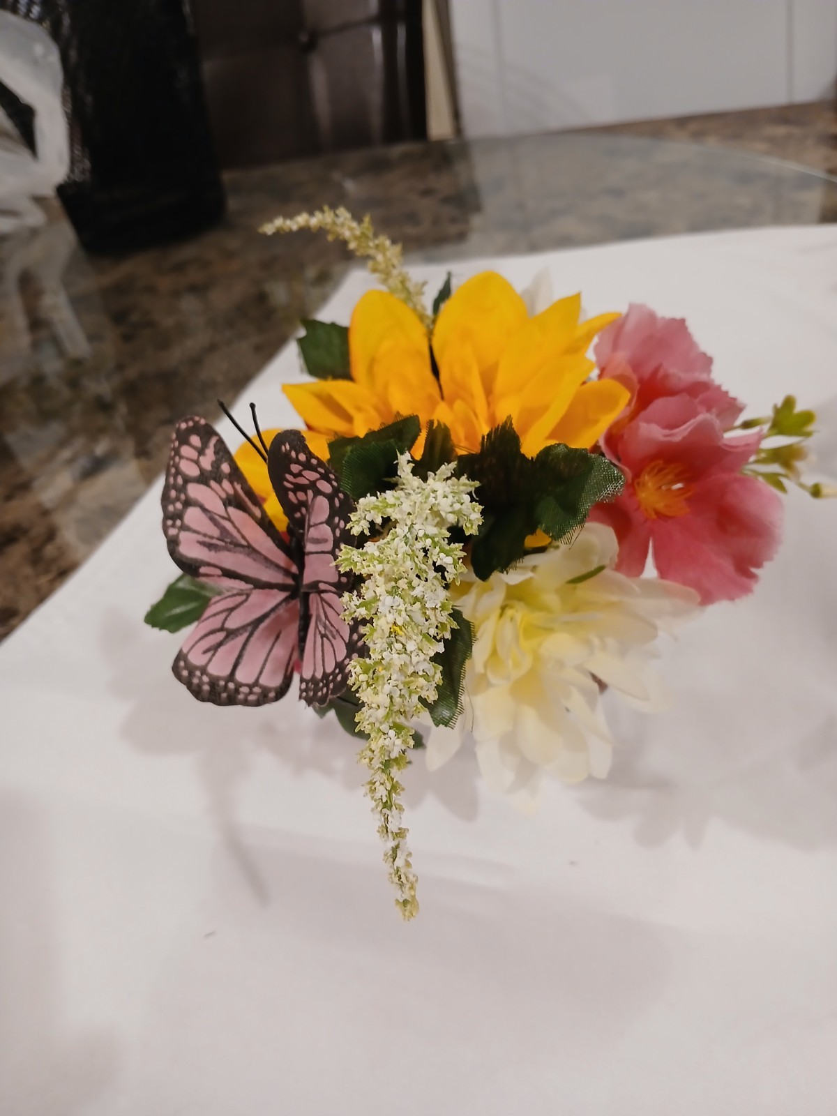 Pink Butterfly Floral Arrangement Tea Cup POP-IN Bridal Party Birthday Get Well