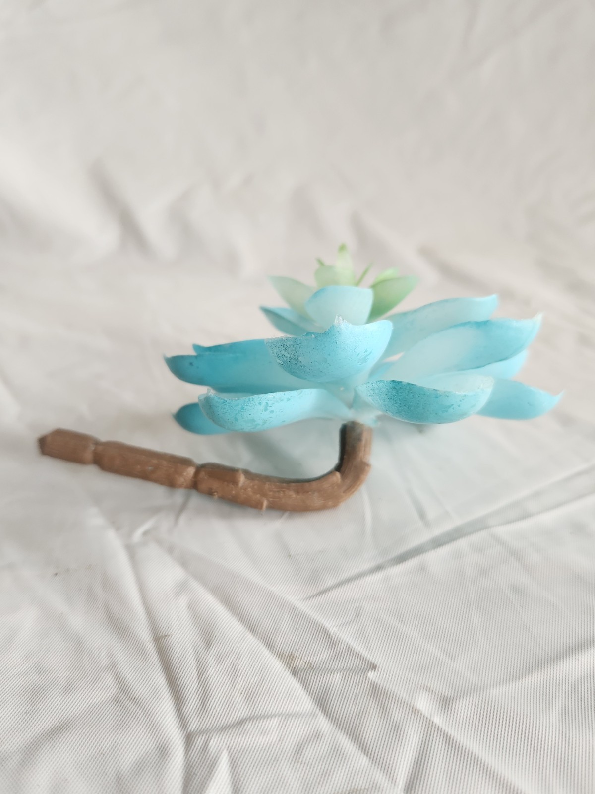 2 Artificial Succulent Rubber Flowers Floral Decor • Beautiful Sky Blue