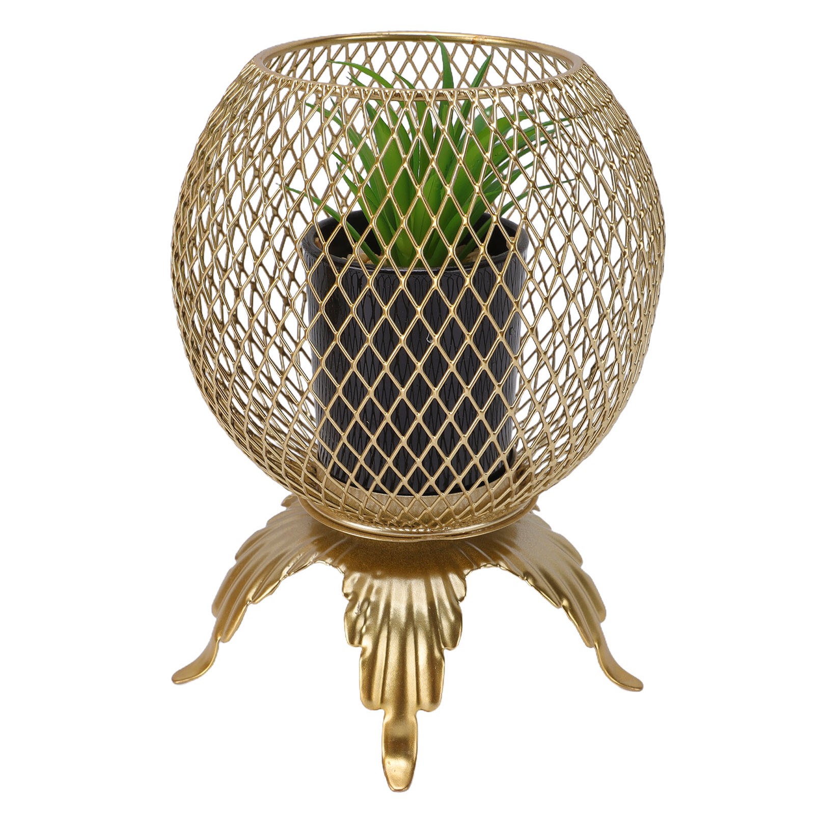 2-Decorative Fake Plant With Metal Cage Indoor Home Entryway Decor