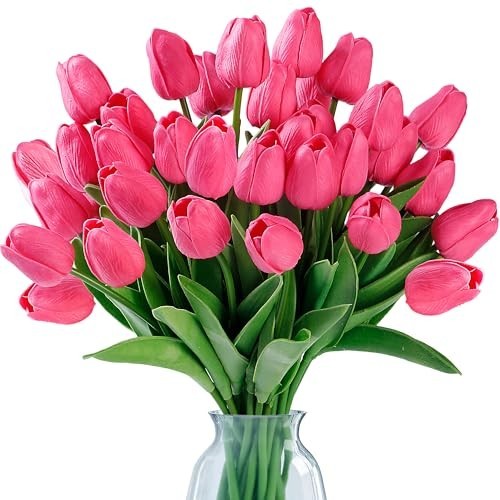15 Pcs Real Touch Fake Tulips – Artificial Flowers for Wedding, Home, Party Deco