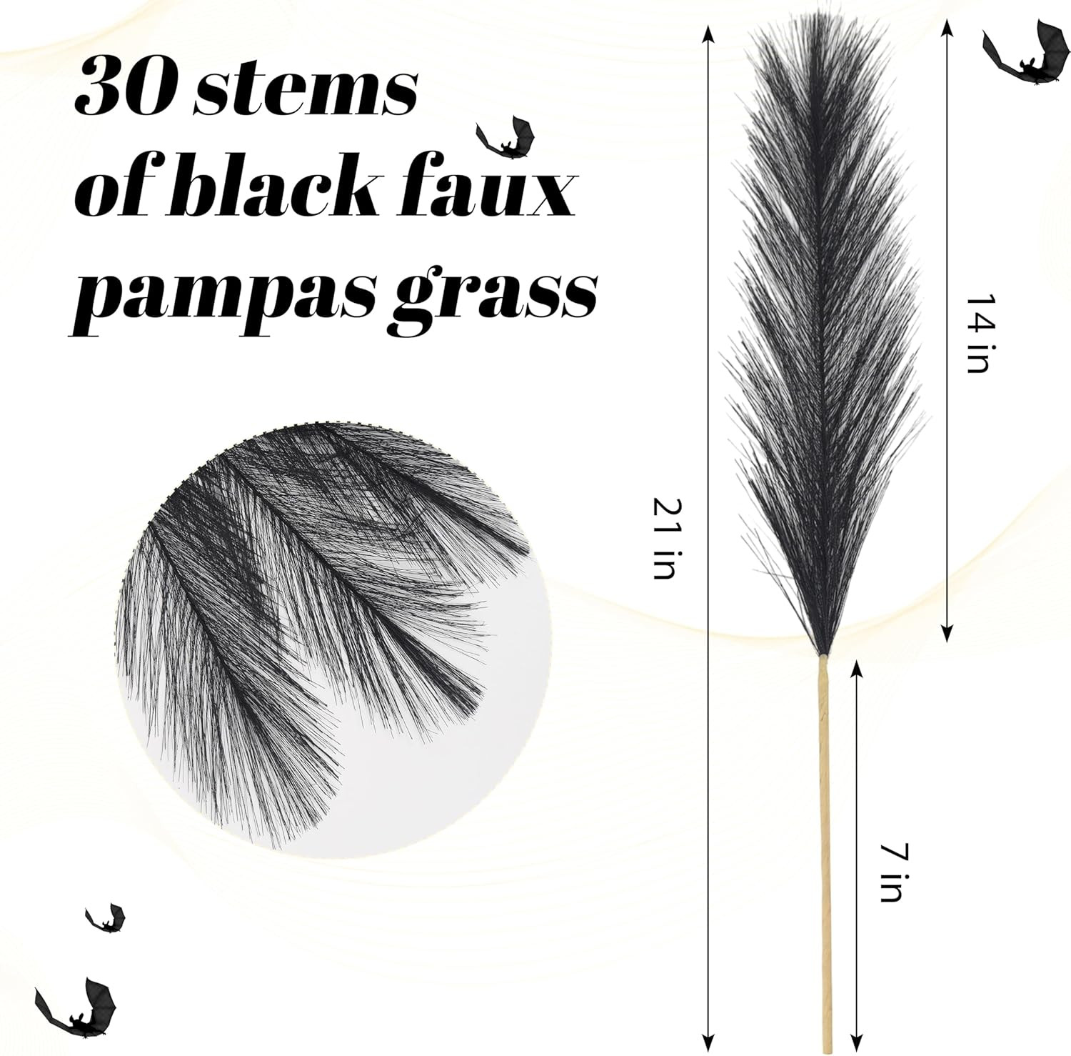 30Pcs Pampas Grass Decor,21″ Artificial Pompous Grass Bulk,Small Vase Filler Pom