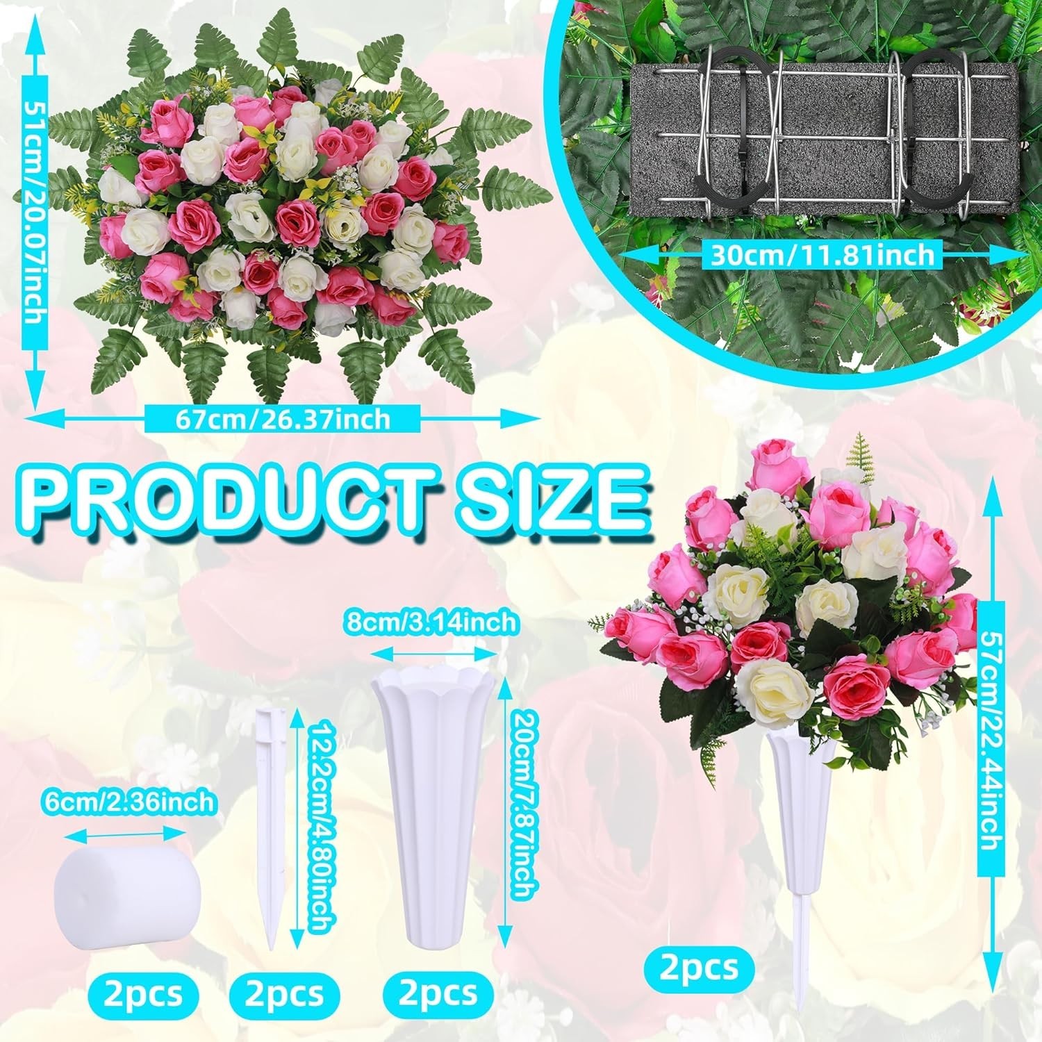 Artificial Cemetery Flower Saddle – Artificial Rose Memorial Flowers, Flower …