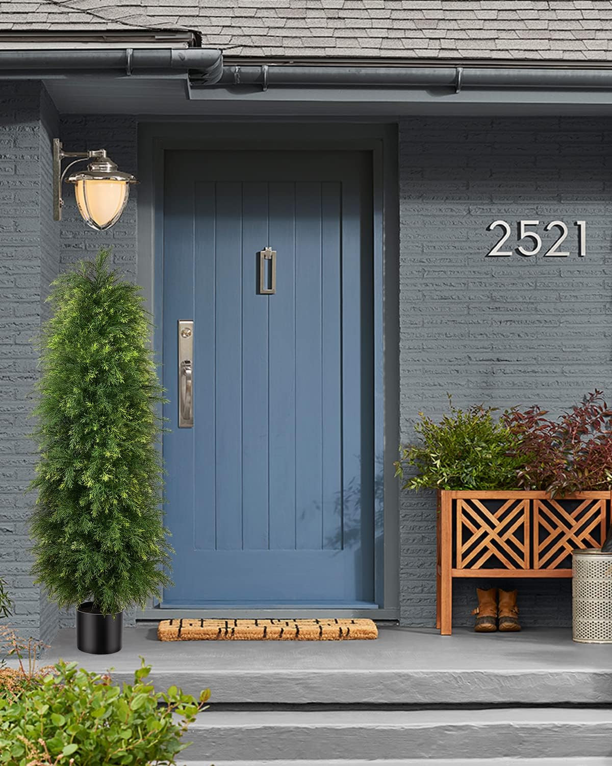 5Ft Artificial Cedar Topiary Trees – 2 Pack for Indoor/Outdoor Décor