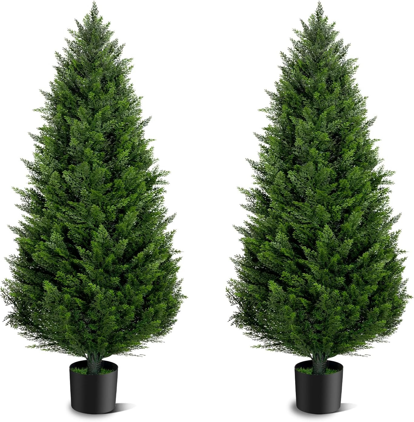 4FT Artificial Cedar Topiary Trees Set of 2，48 Inch Tall UV Protection Fake Cypr