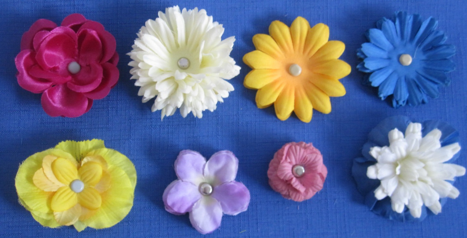 #5 Lot-50 Small/Medium Layers Used Silk Flower Petals 1-3″ Brads Multiple Colors