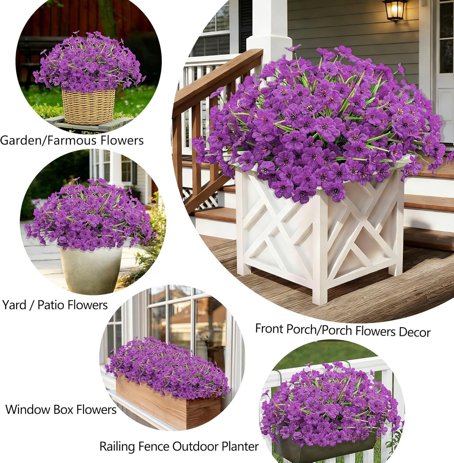 Vibrant 20 Bundle Set of Purple Artificial Flowers for Patio and Garden Design