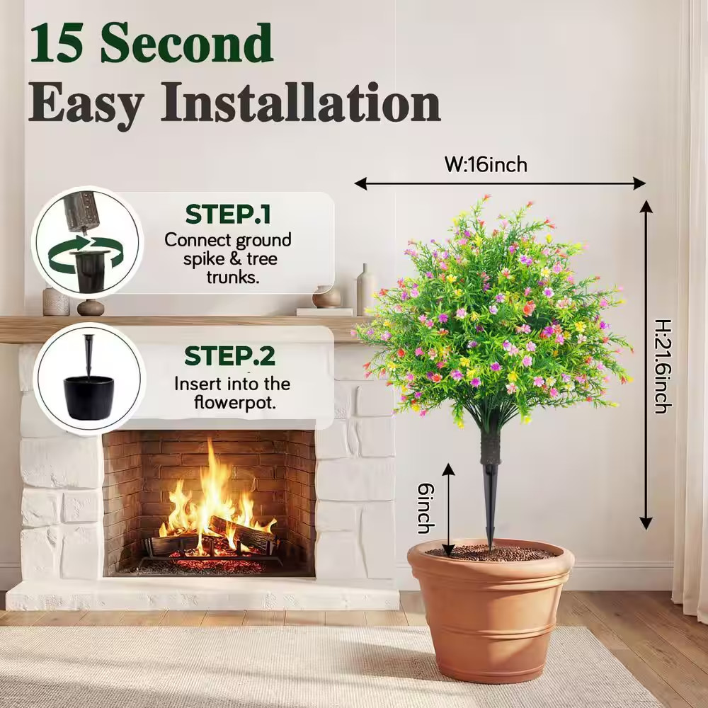 5 In. Orange Indoor/Outdoor Artificial Shrub UV Resistant Lifelike Topiary Plant