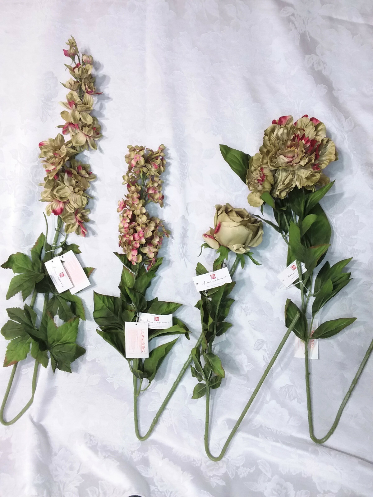 Home Interiors Tall Garden Floral Favorites Green Cuttings/ Set of Four Stems