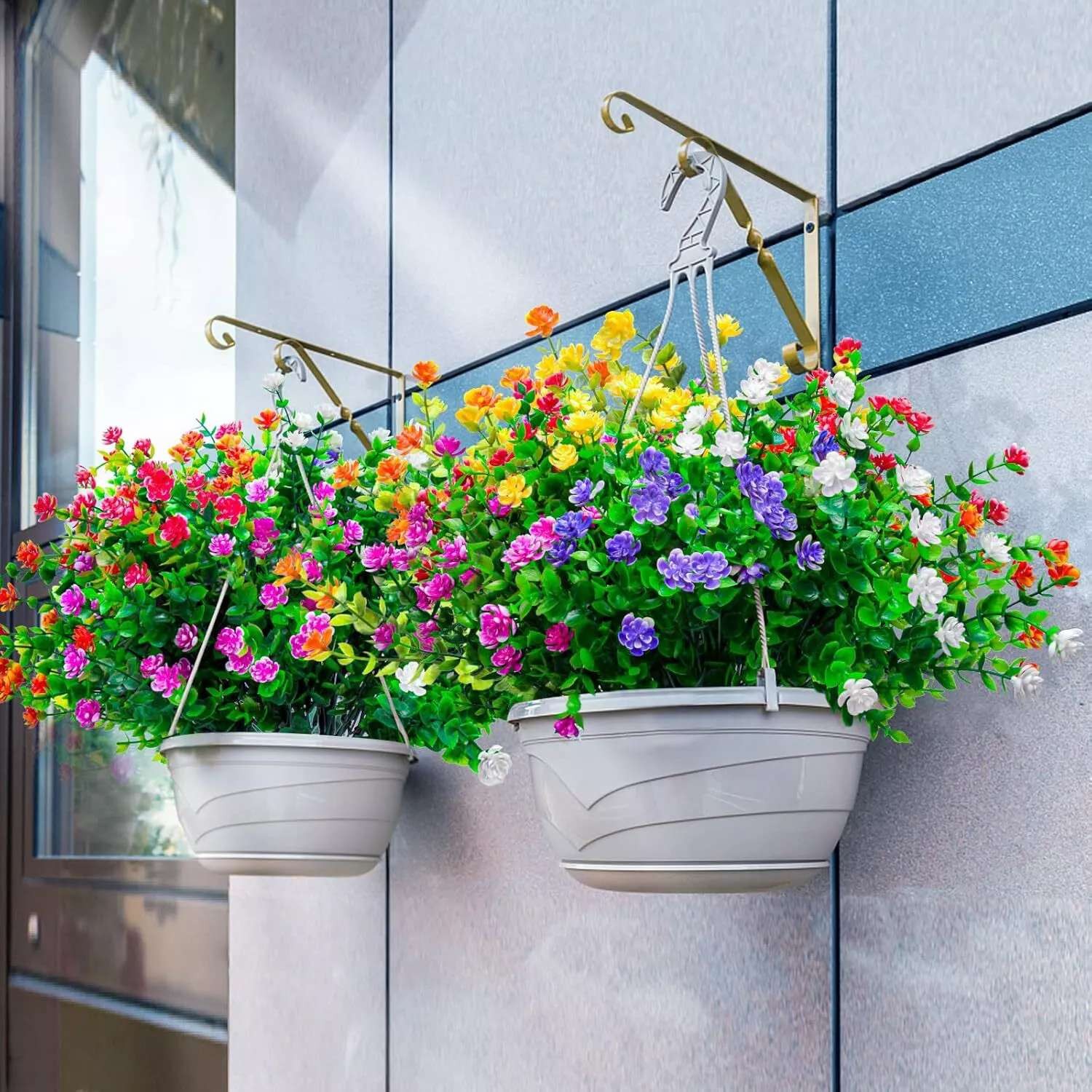 2-30PC Artificial Flowers UV Resistant Indoor &outdoor No Fade Fake Faux Plastic