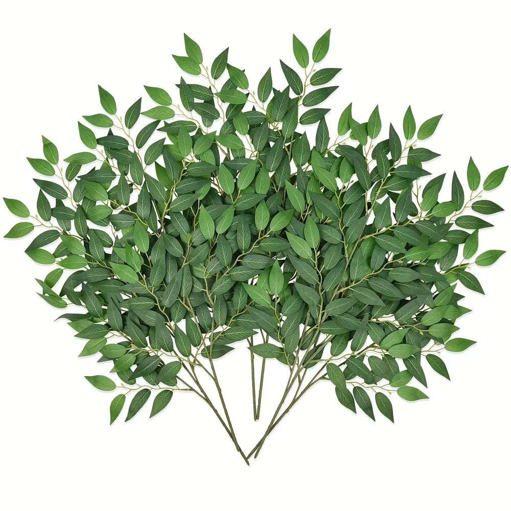 Artificial Italian Ruscus Greenery Stems 22” Faux Green Leaf Bouquet Home Decor
