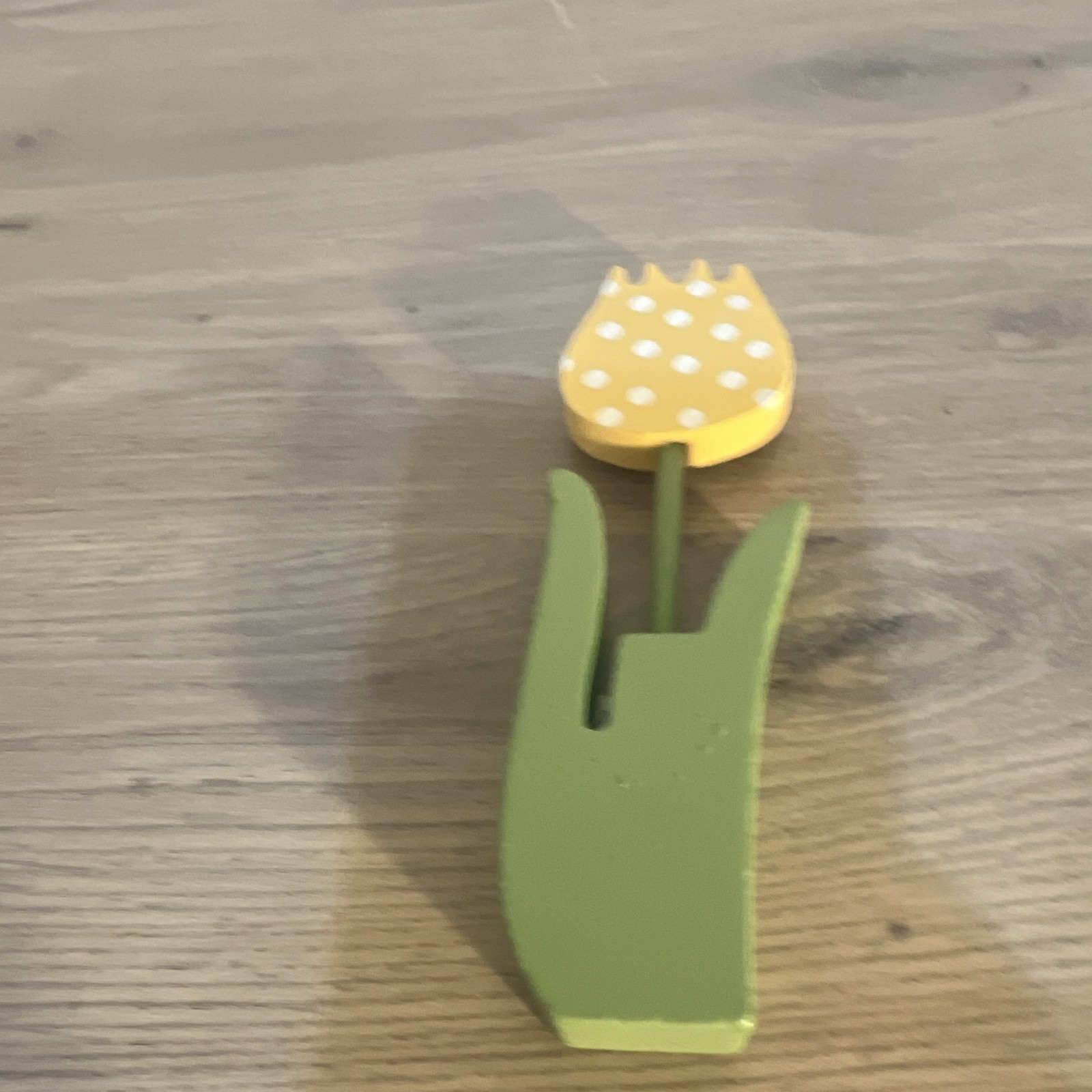 Wooden Tulip Flower Stem Table Decor, Artificial, Yellow Green White, 2pc