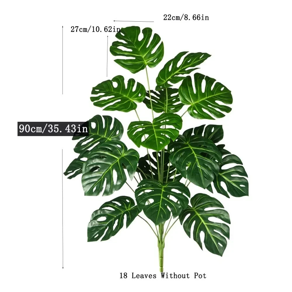70-100cm Artificial Monstera Tree Fake Palm Plants Plastic Turtle Leafs Tropical