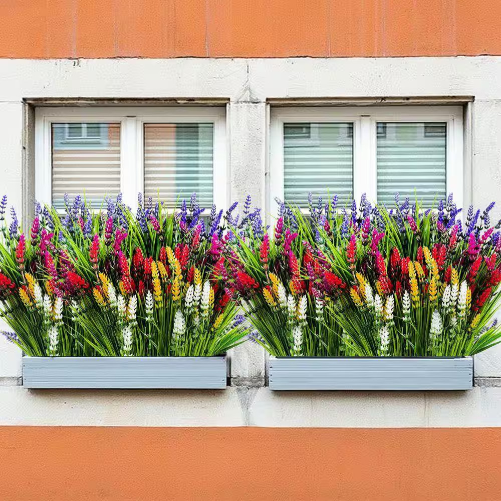 24 Bundles Faux Silk Plastic Plants for Spring Summer Decor, 14 In. Multi-Colore