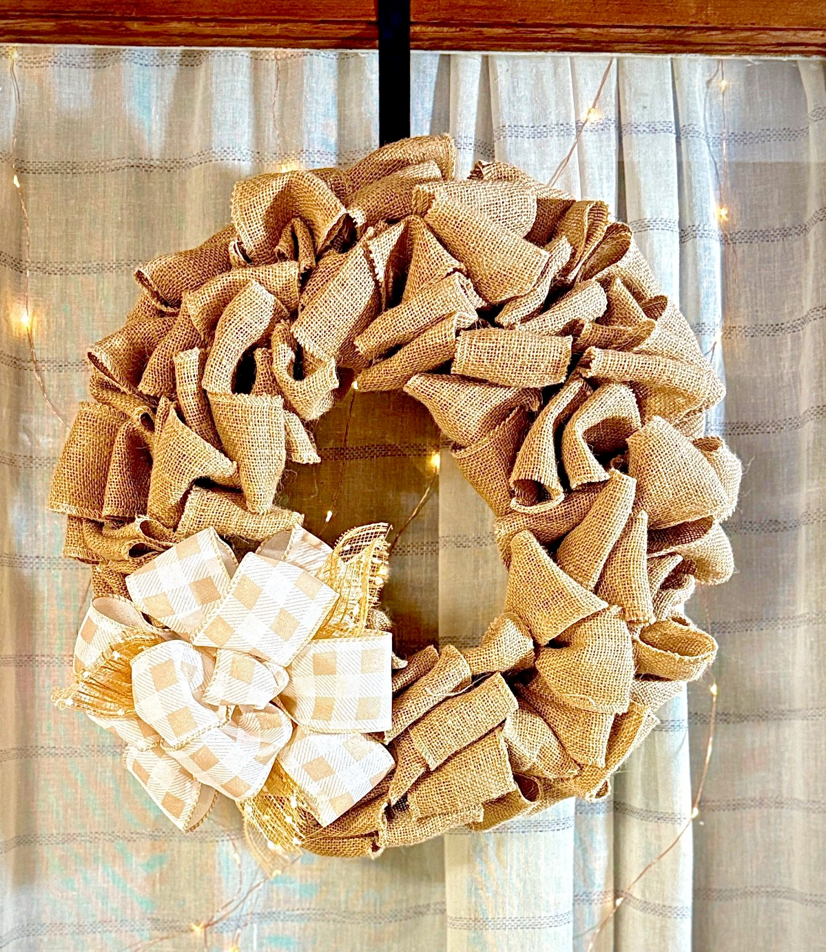 Burlap Wreath – Cozy Cottage Decor – Rustic Door Hanger – Farmhouse Home Decor