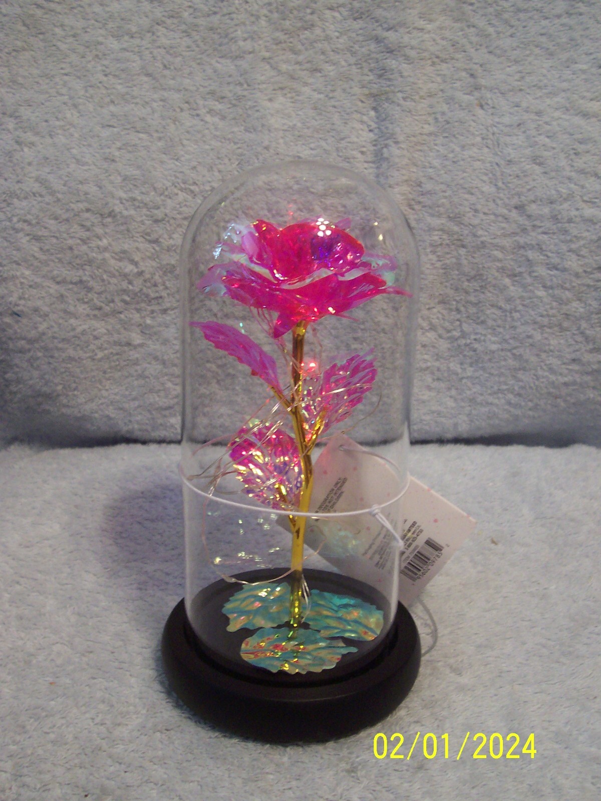 Decorative Dome Roses 1 Pink & 1 Clear Lights Up Blinks & Changes Color See Pics