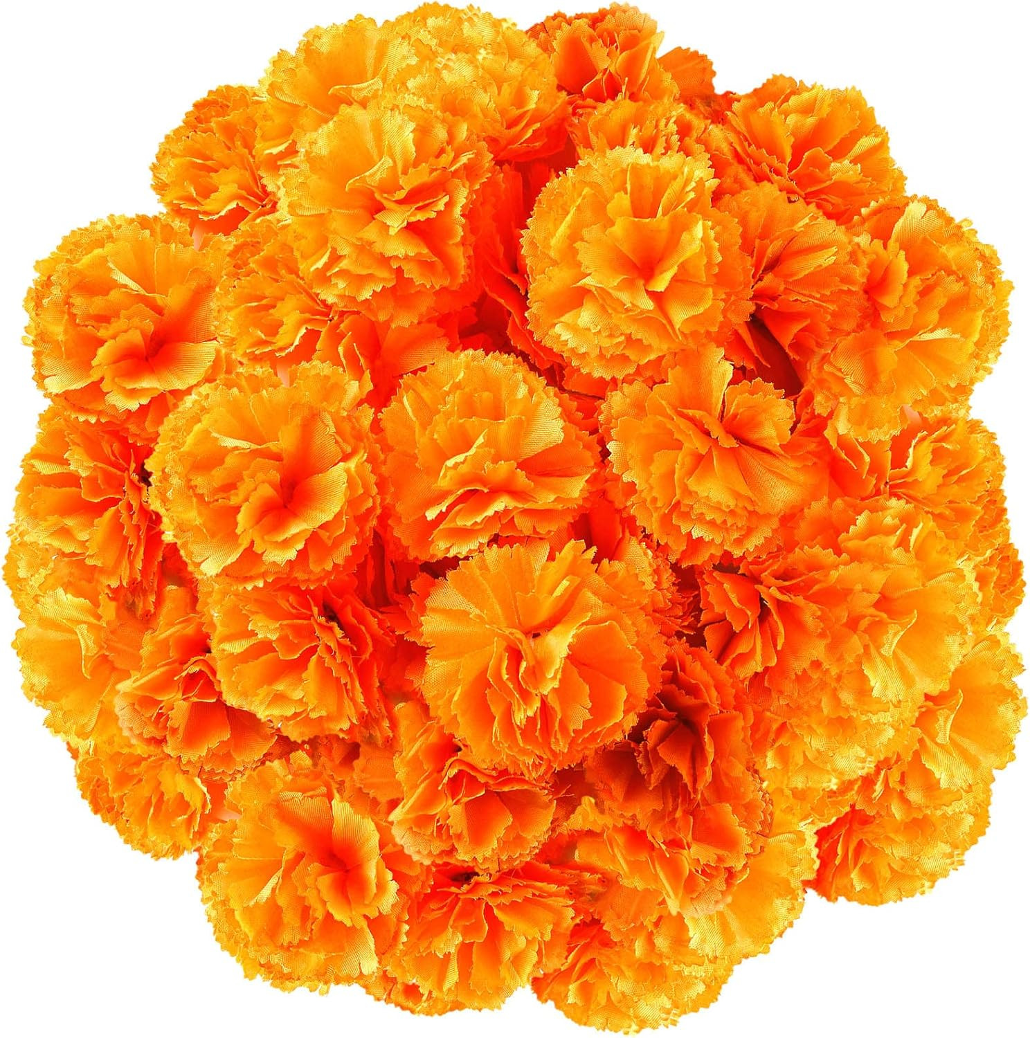 Artificial Marigold Flower, 50Pcs Mexican Orange Marigold Flowers Heads for DIY