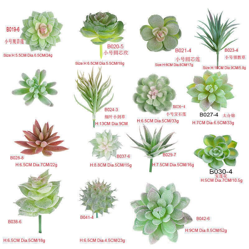 12pc Mixed Artificial Succulents Plant Fake Plants Garden Home Office Decoration