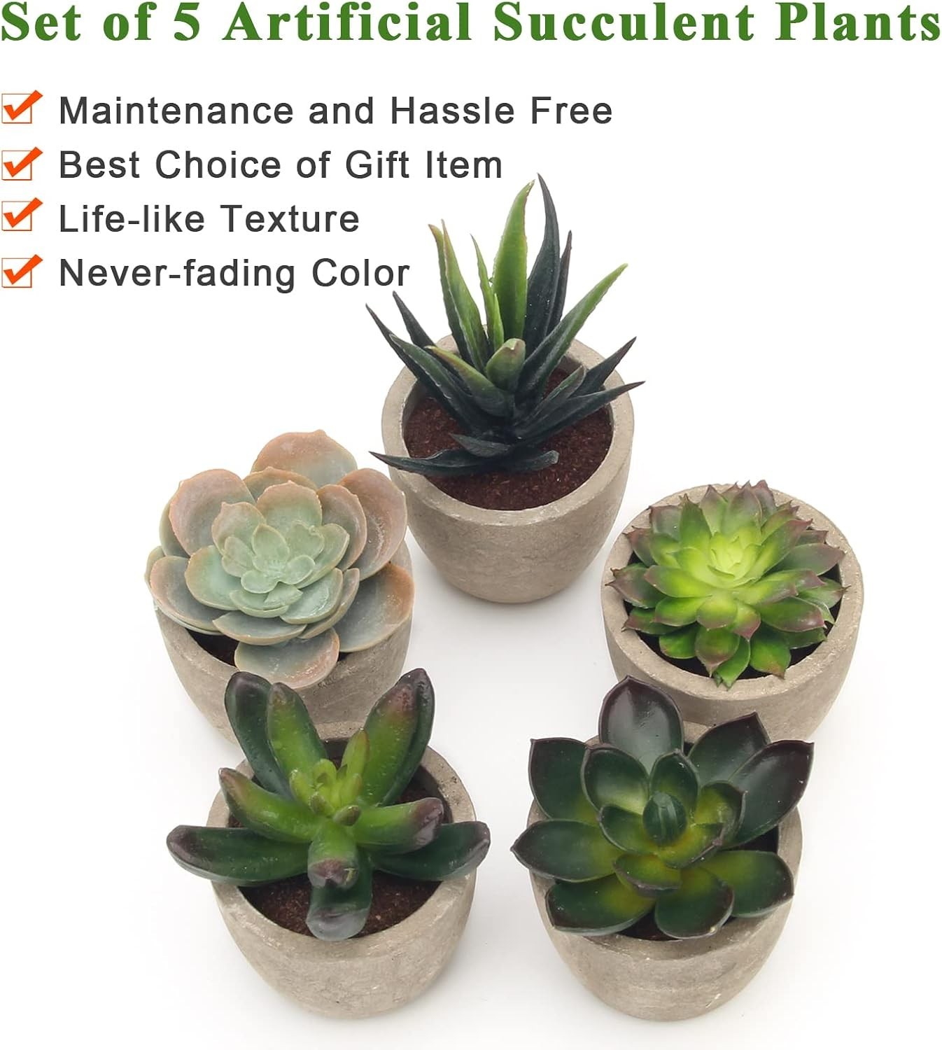 Lifelike Artificial Cactus Plants in Pots – Set of 5 for Indoor Decoration