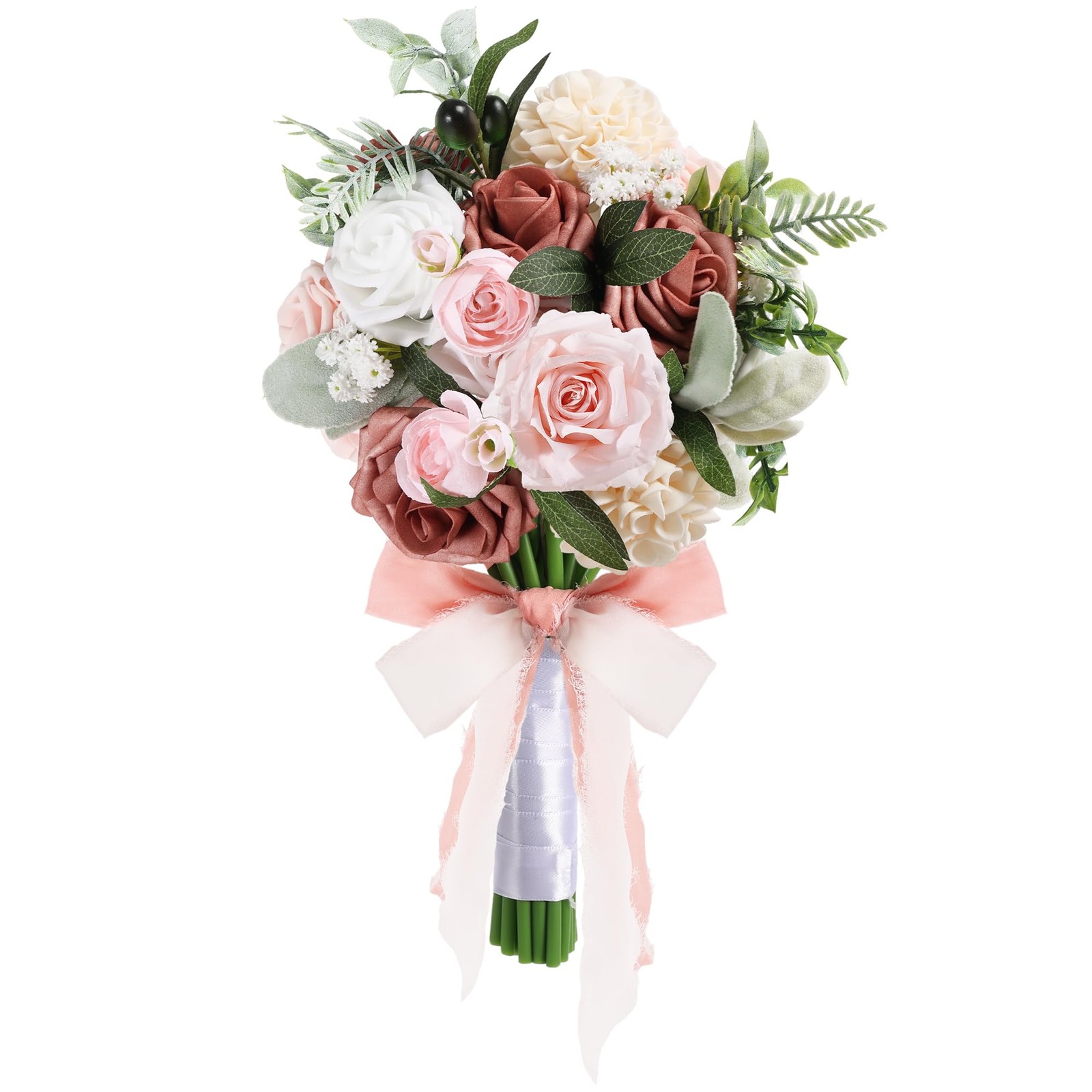 Dusty Pink Fake Wedding Bouquet Artificial Bridesmaid Roses Flowers Decoration
