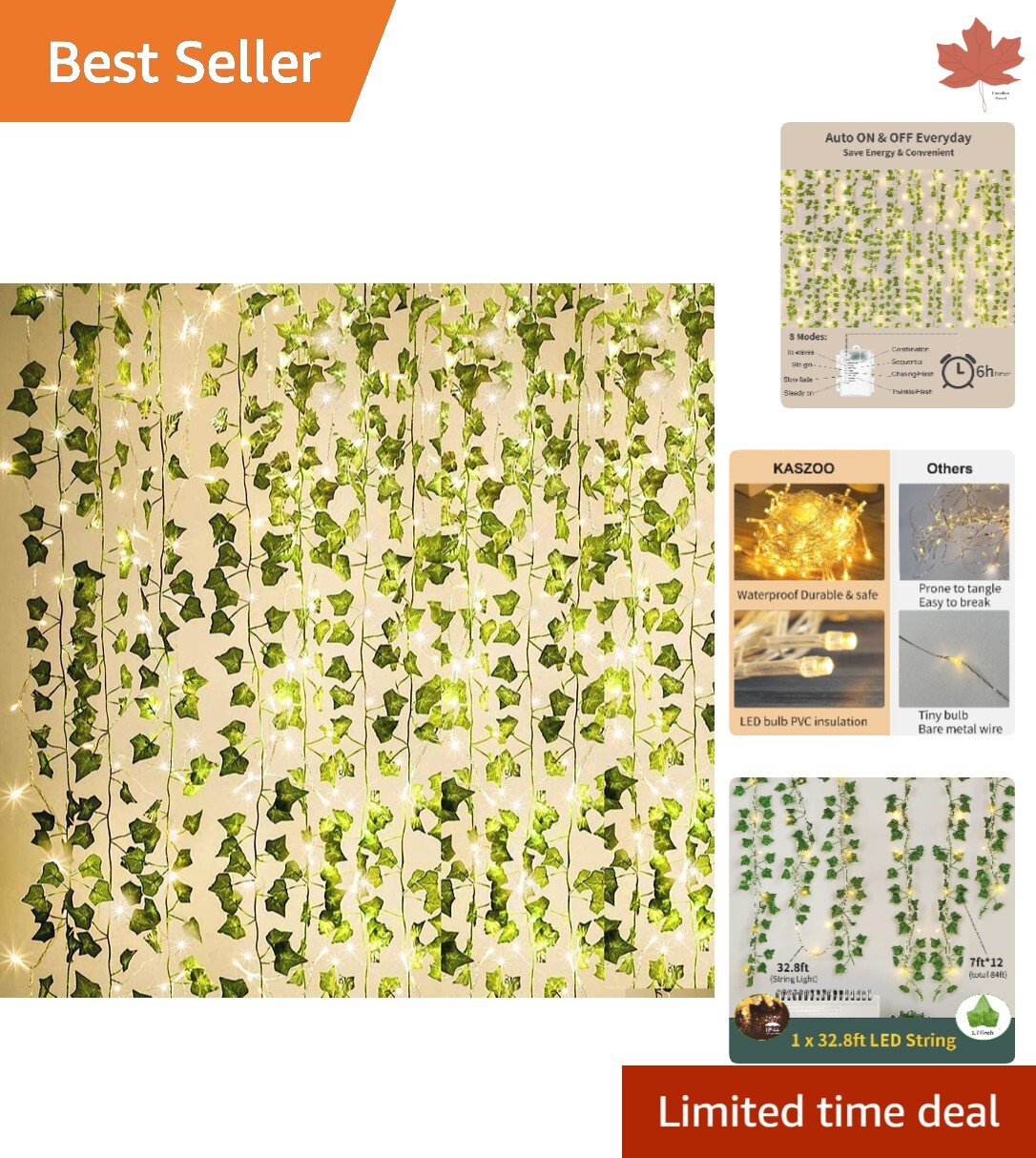 Durable Ivy Garland – 84Ft 12 Pack – Home Garden Office Wedding Wall Decor