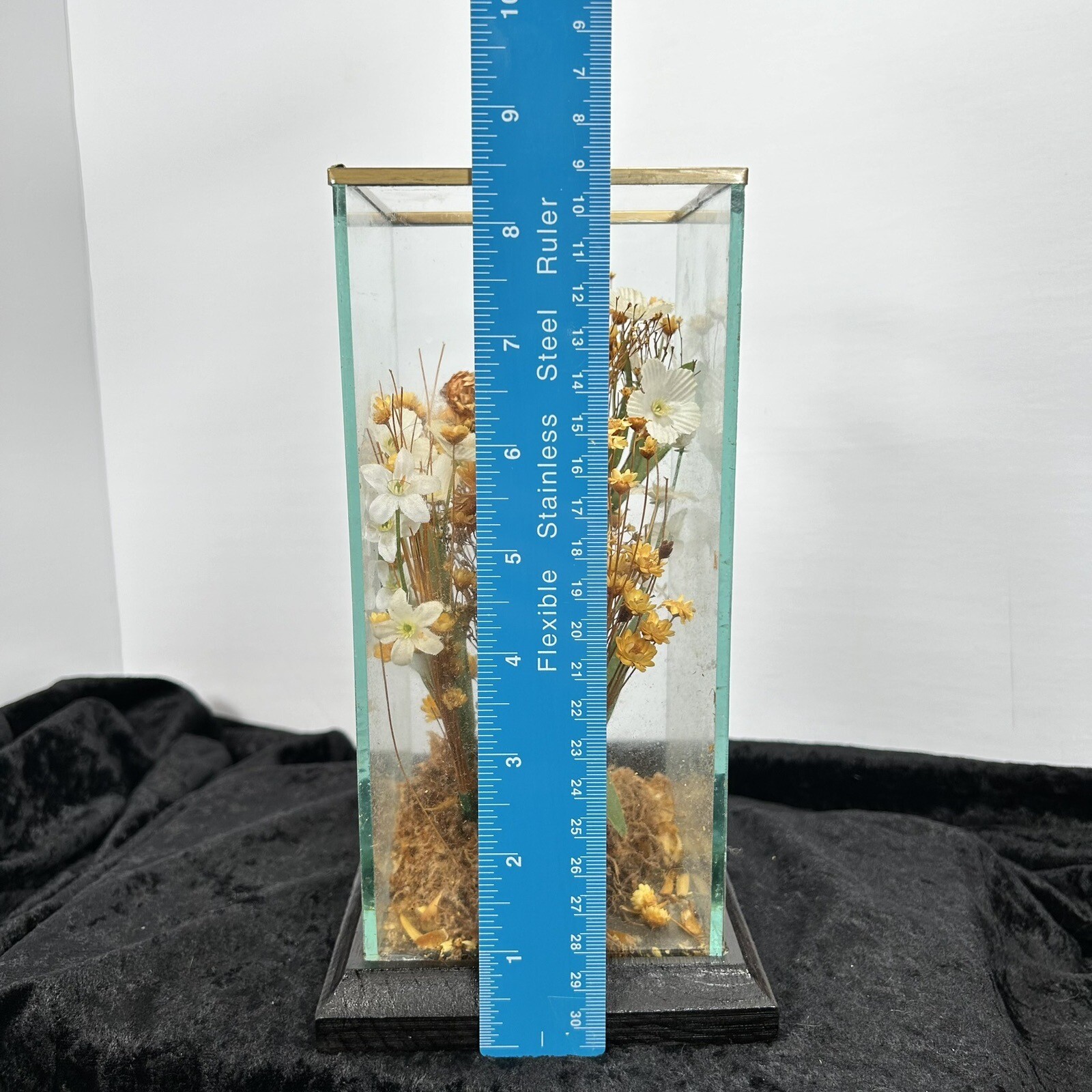 Vintage 70s Terrarium Faux Flowers – Leonard Creations Like Glass Wood