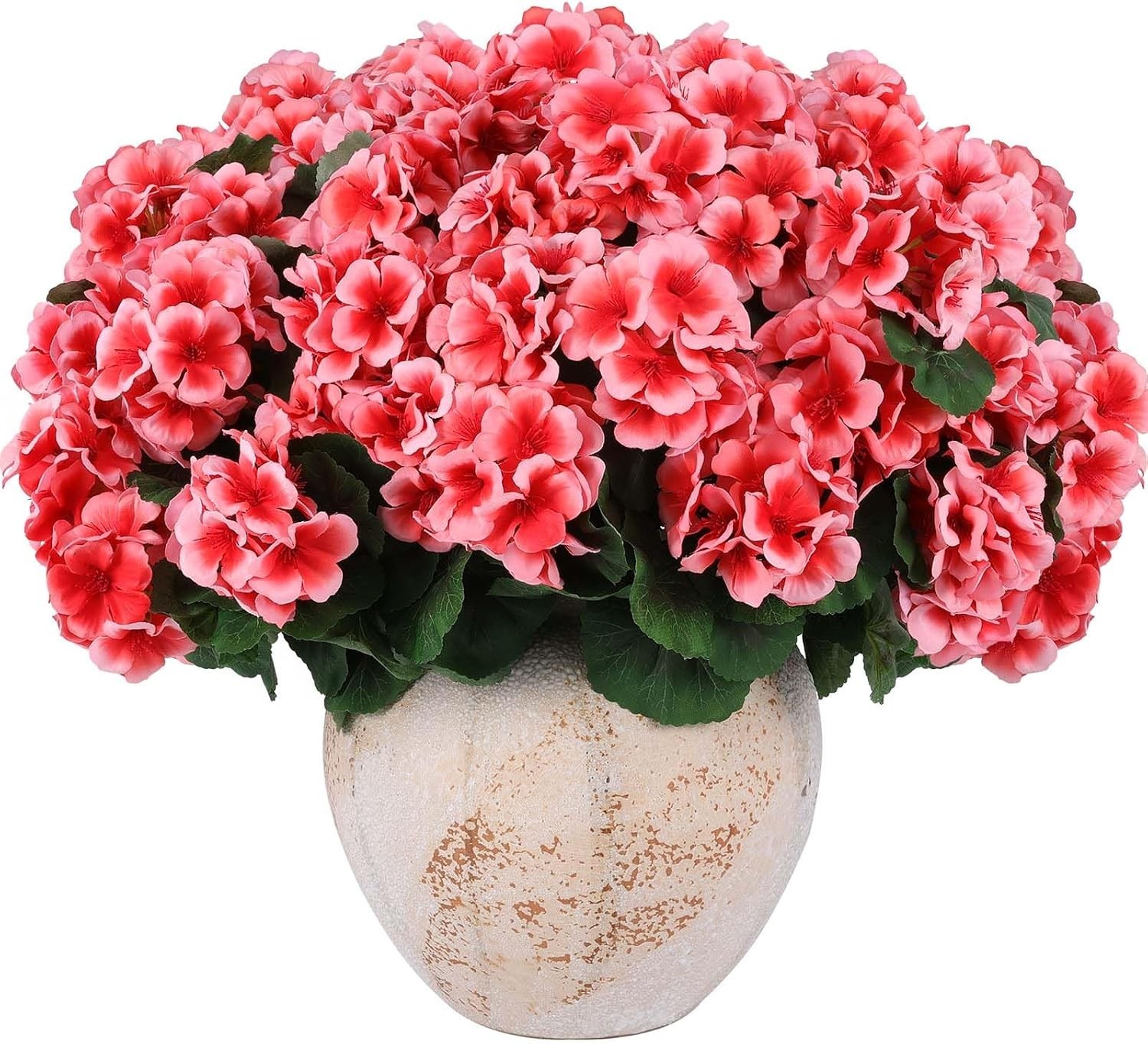 12 Pcs Realistic UV Resistant Peach Geraniums – Low Maintenance Garden Elegance