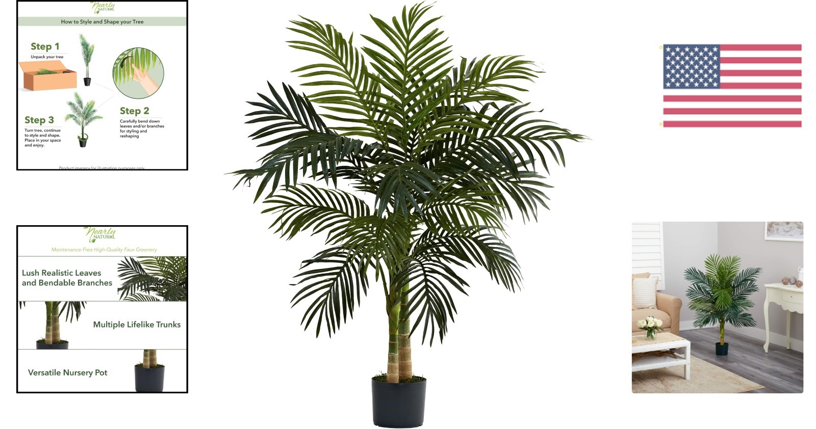 4ft Golden Cane Palm – Double Stalk Artificial Tree, Maintenance-Free Decor