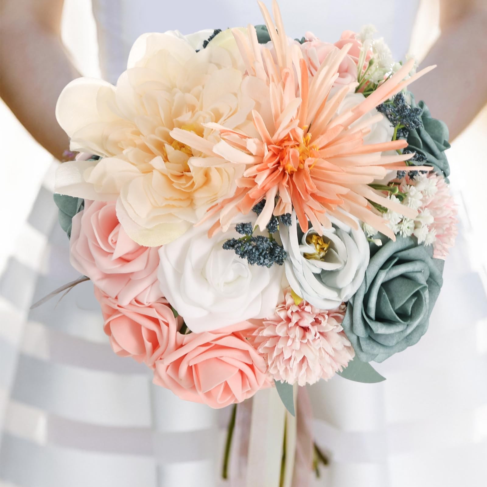 Dusty Blue Pink Artificial Flower Combo Box DIY Wedding Table Centerpiece