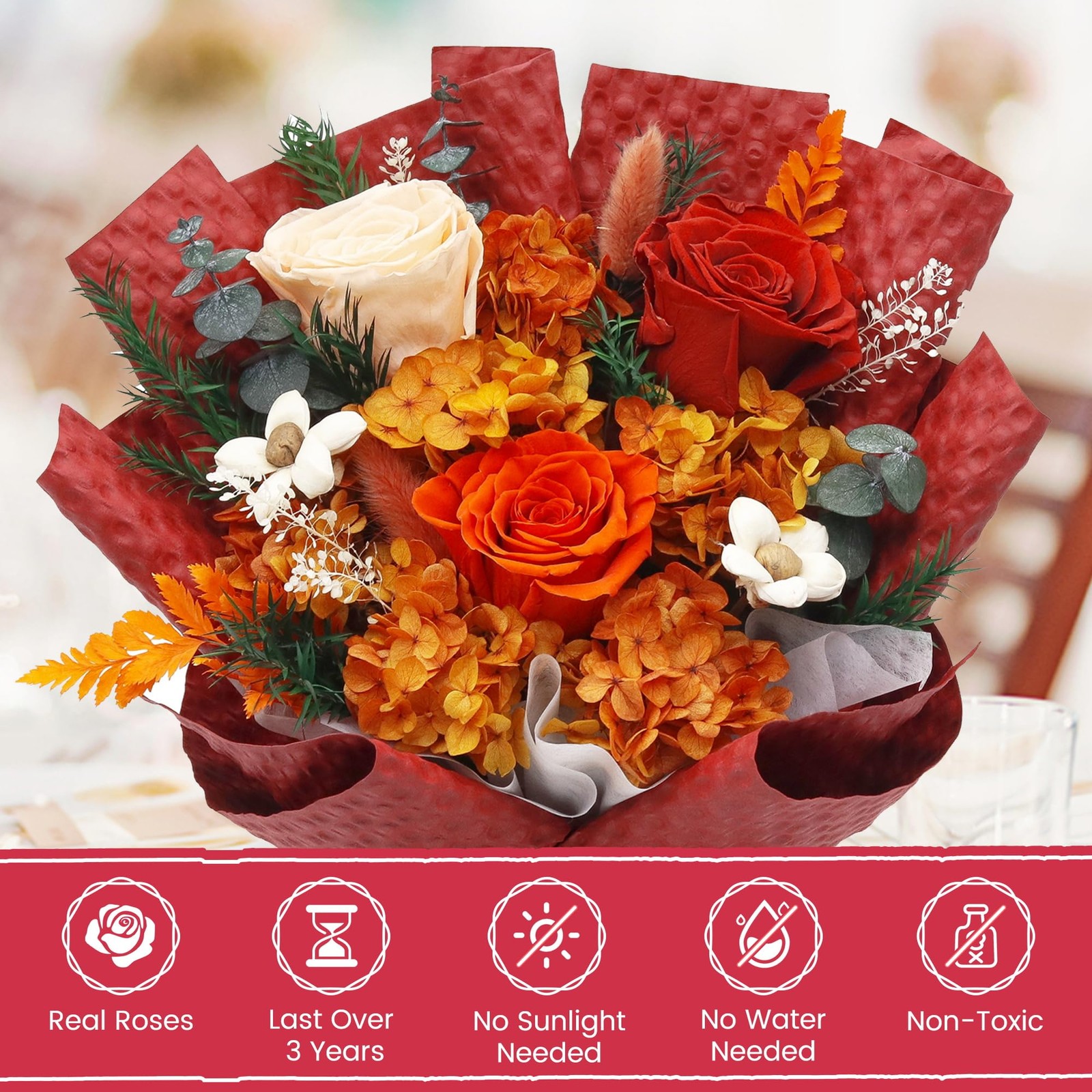 Preserved Flower Bouquet Fresh Flowers Birthday Mothers Day Gift Women