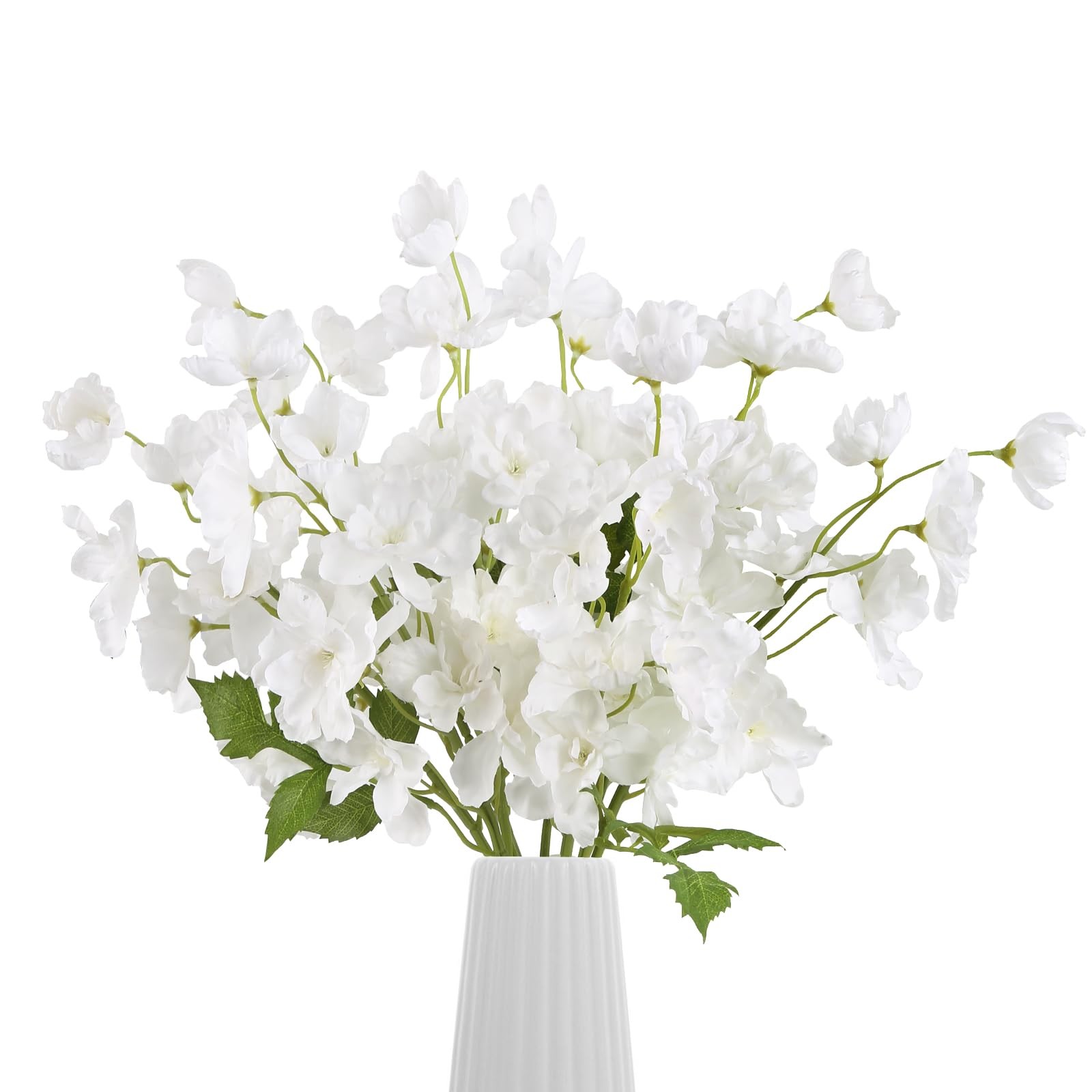 10PCS White Delphinium Artificial Flowers 19.7” Faux Delphinium Stems Silk L…