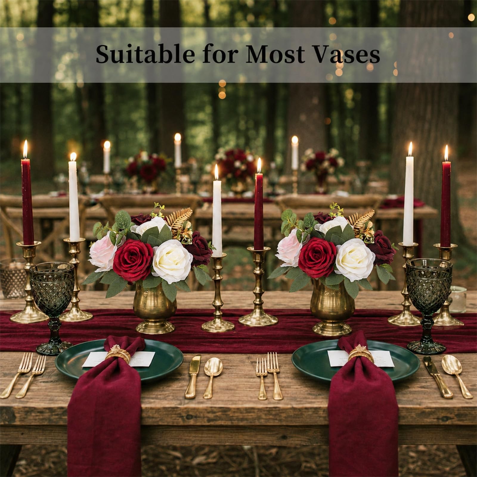 2 PCS Burgundy Rose Artificial Flower Ball Centerpieces Wedding Table Decor