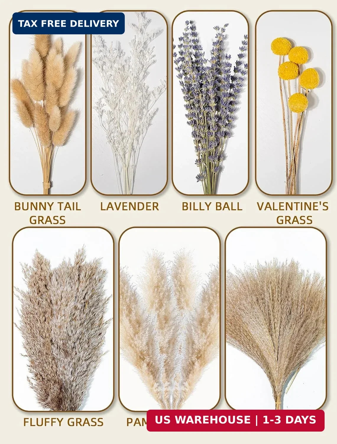 Boho Decor Bouquet – Pampas Grass,Eucalyptus,Lavender,Bunny Tail,Billy Balls 16~
