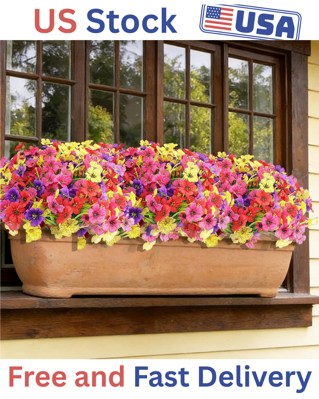 Artificial Flowers for Outdoors 16 Bundles Realistic Faux Plants UV Resistant