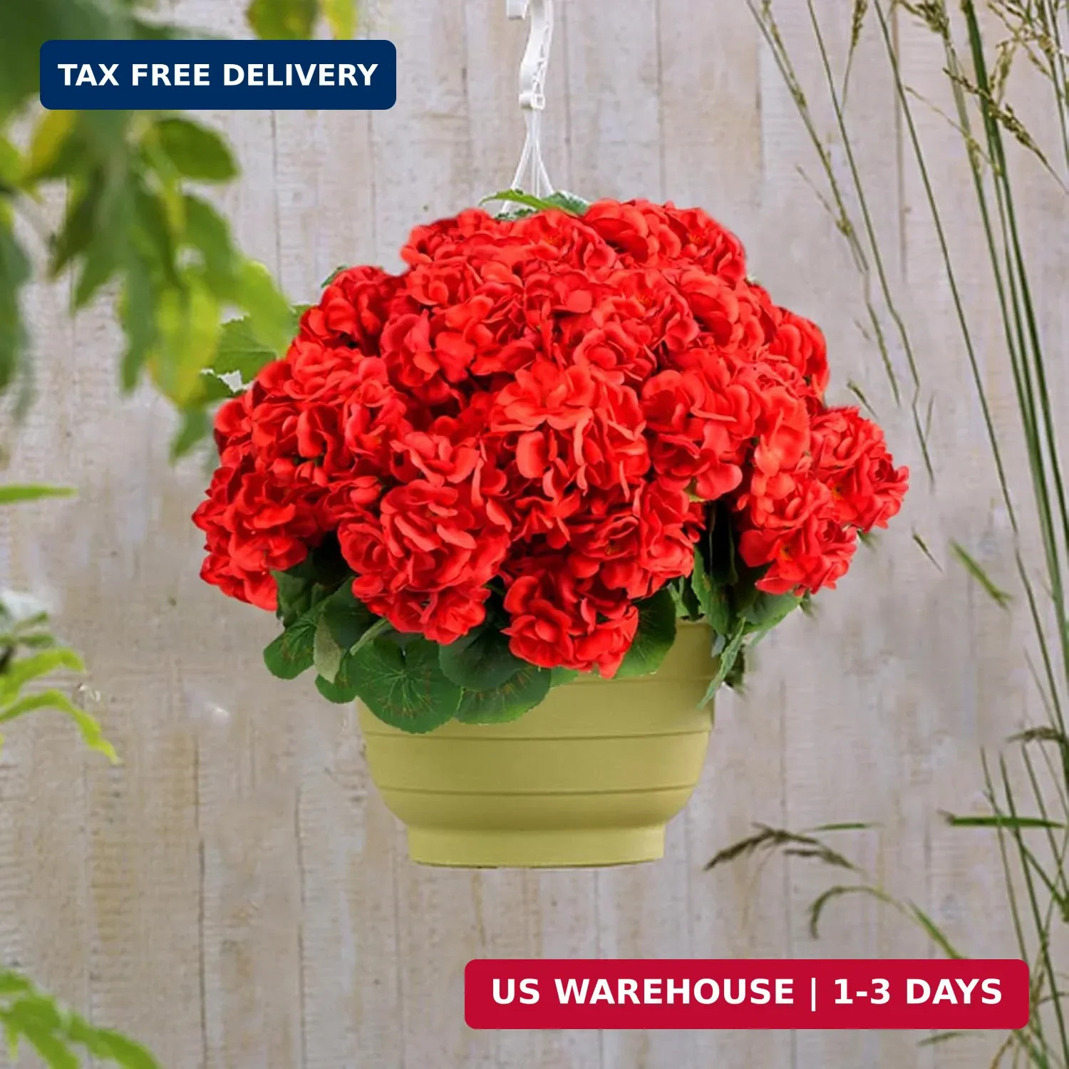 6 Bundles Artificial Flowers for Outdoors, Faux Geraniums Realistic Red Christma