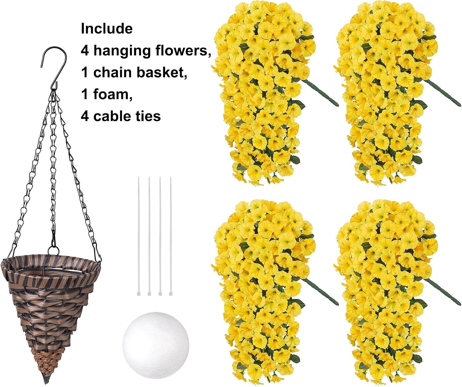 Yellow Morning Glory Hanging Flowers Basket