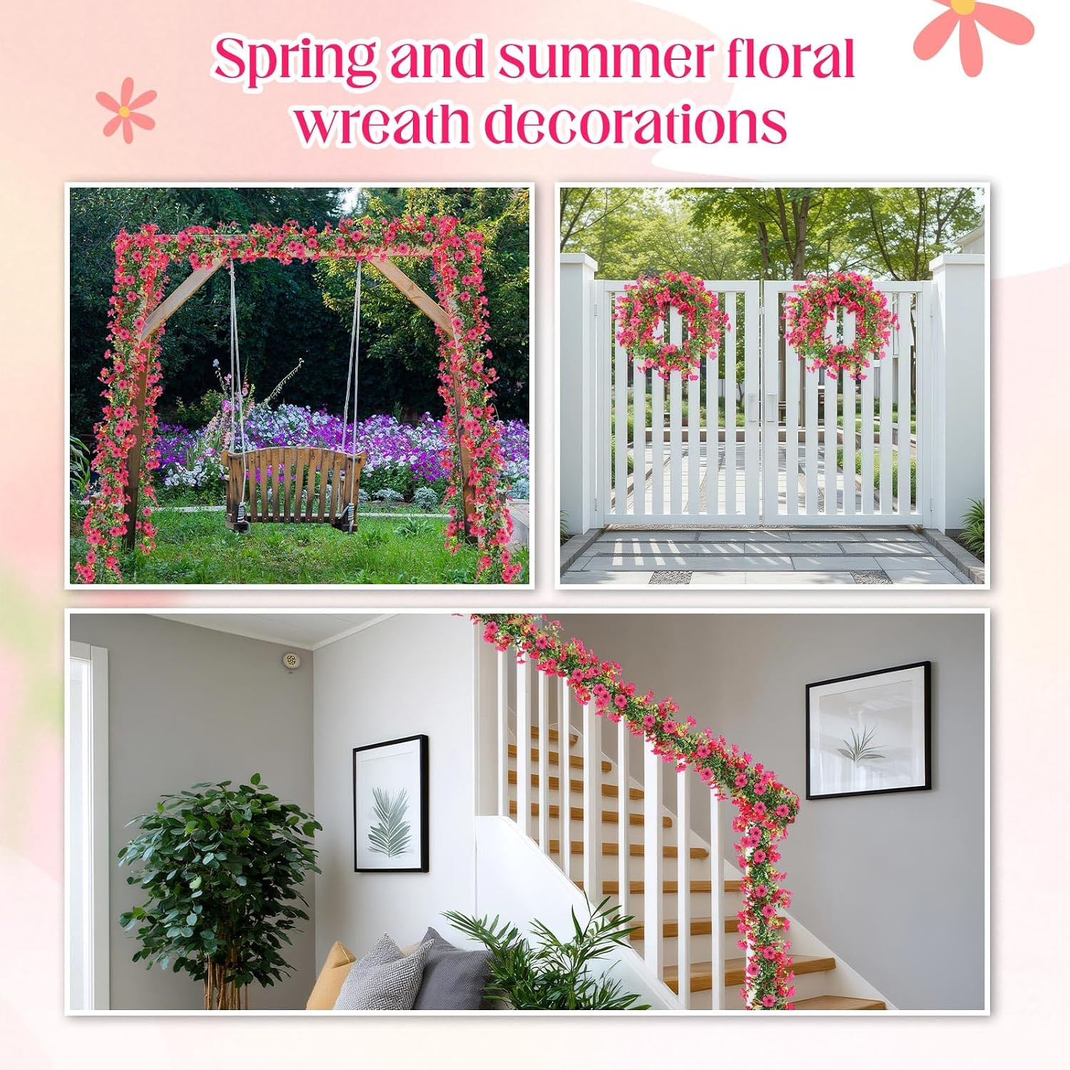 4 Pcs 6 Ft Artificial Flowers Wisteria Garland Fake Hanging Wisteria Flowers Gre