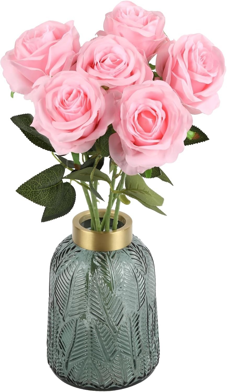 Luxurious 6PCS Long Stem Silk Roses – Perfect for Parties & Bridal Bouquets