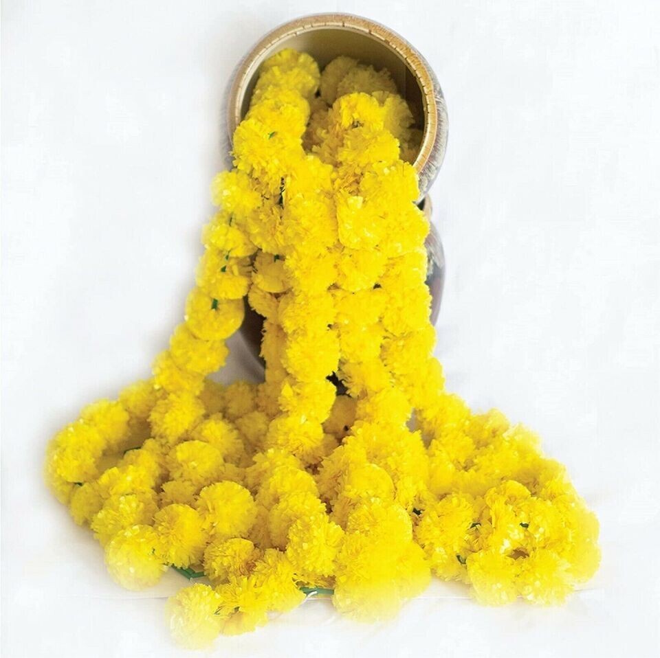 indian 100 Pc 5 feet Artificial Marigold Vine home Garlands Wedding Decoration