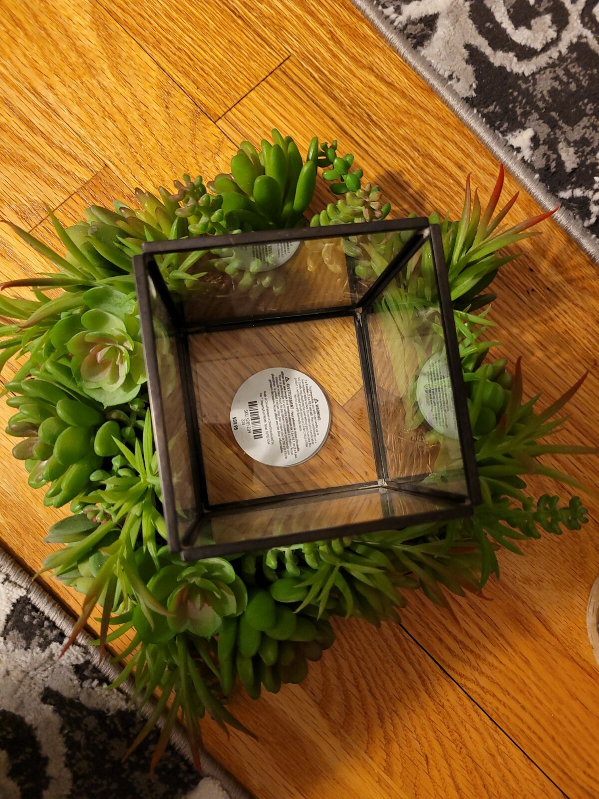 Pier 1 Imports Faux Succulent & Glass Metal Organic Candle Holder NWT Retired