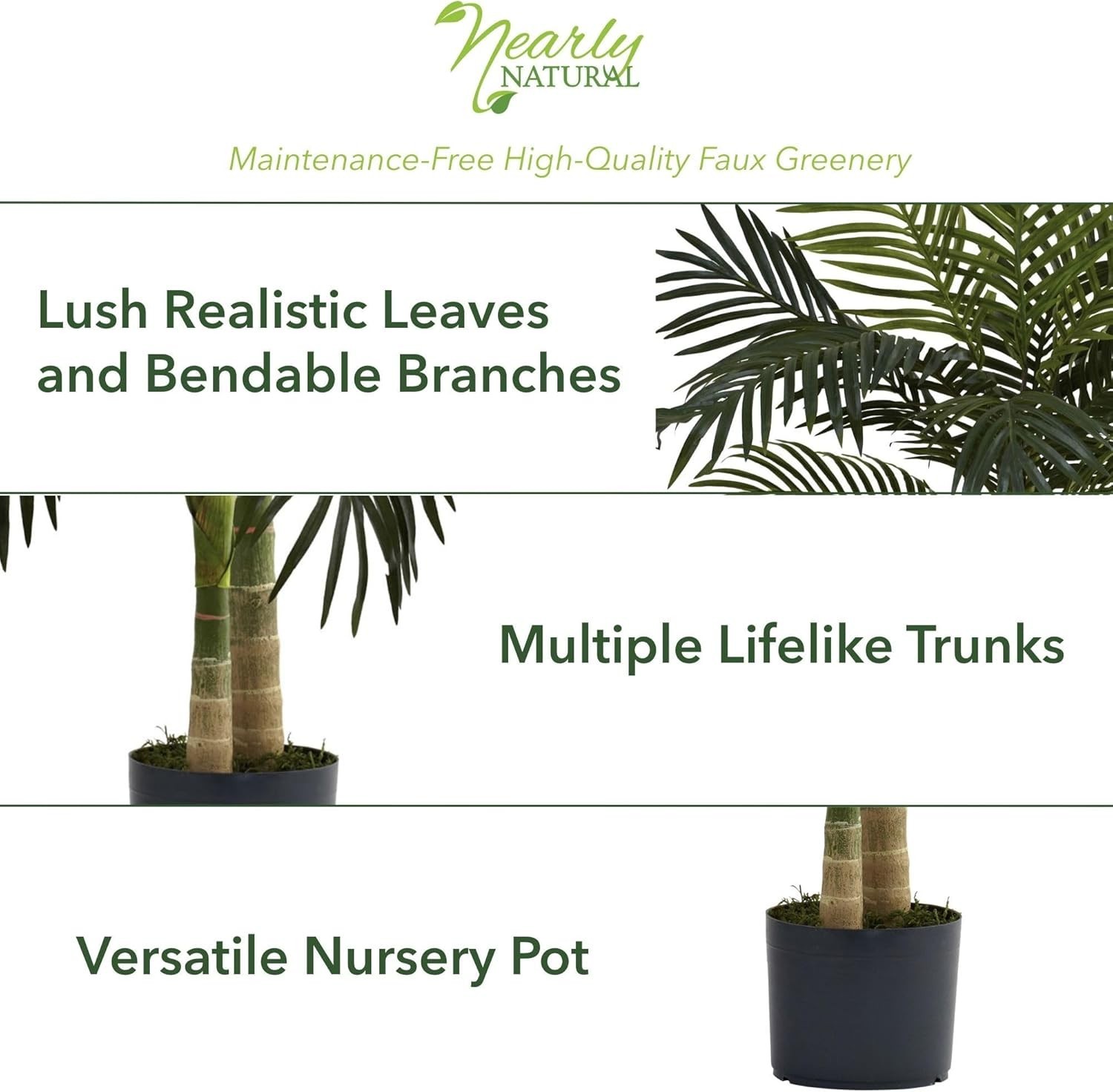 Elegant 4ft Golden Cane Palm Tree | Lush Foliage, Home Decor