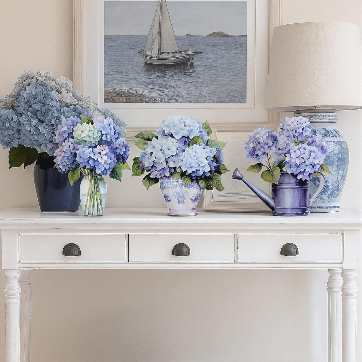 3 Pcs Hydrangea Table Decor Wood Hydrangea Table Sign Retro Centerpiece for Tier