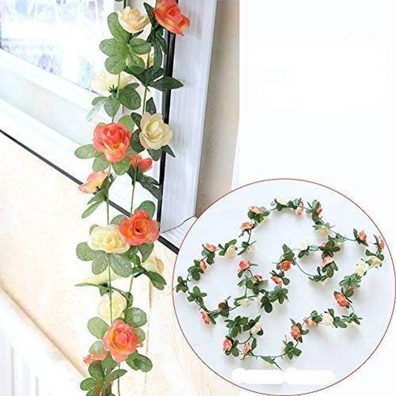 5Pcs 41FT Flower Garland Artificial Rose Arch Vines Fake Spring Floral Garland f