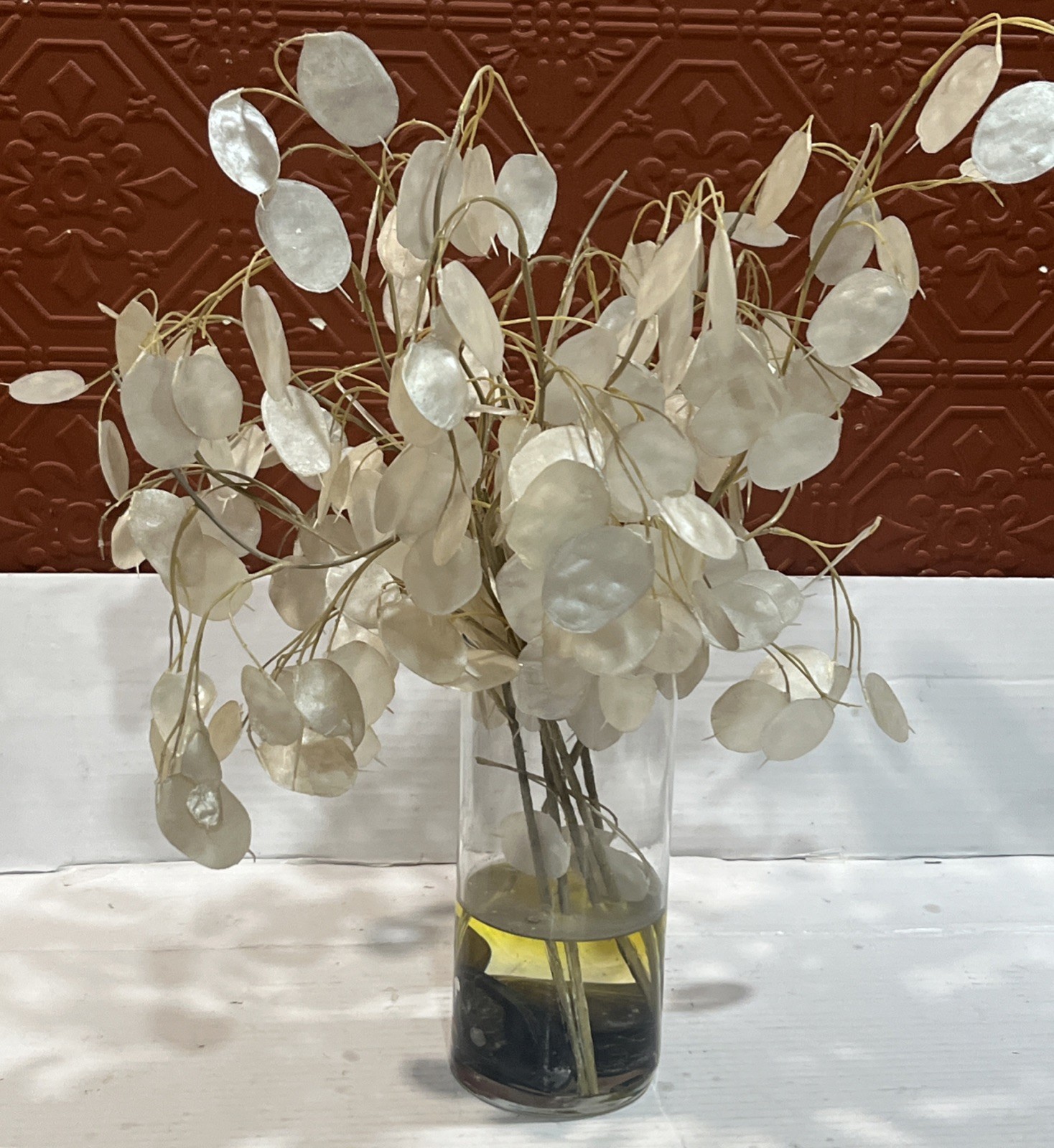 Lunaria Plant Artificial Stems Plant Money Tree In Acrylic Vase Home Decor